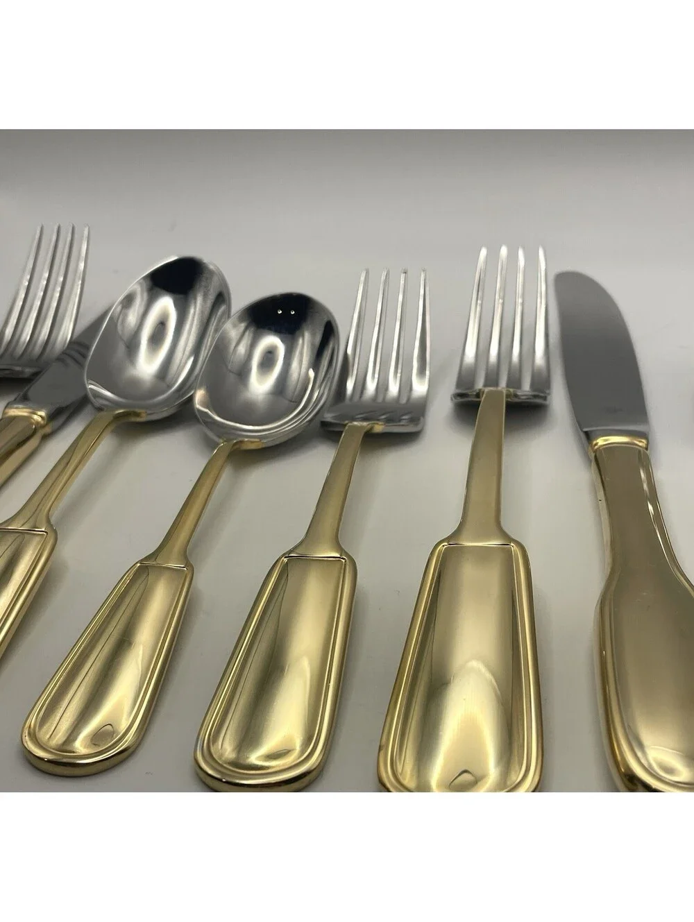 (4) Ralph Lauren PELHAM GOLD Stainless China 5pc Place Setting 20pcs